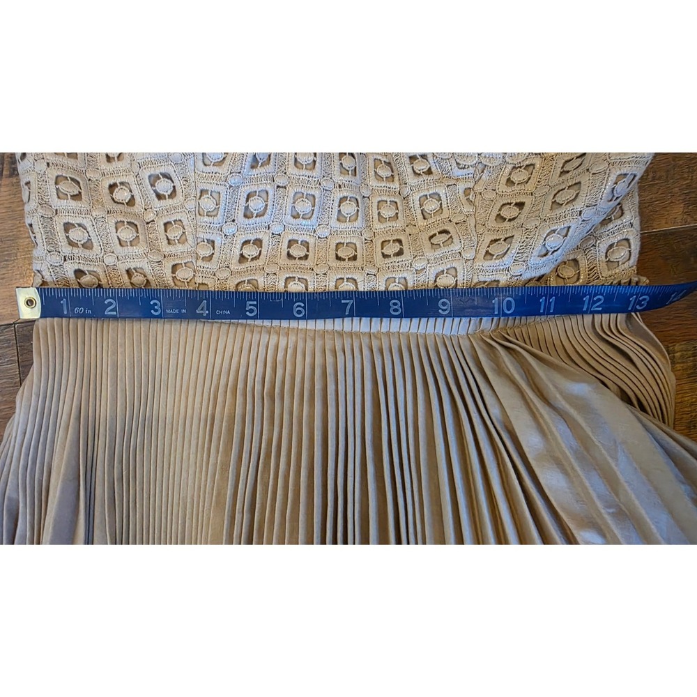 Catherine Malandrino Beige Lace Bodice Pleated Skirt Fit Flare Dress Size 6 - Picture 10 of 11